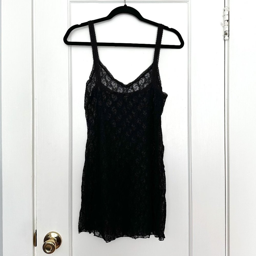 Victoria's Secret Sheer Lace Slip - Size L - Black
